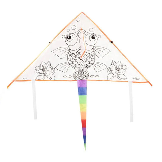 1Pcs Blank Kite or Coloring Kite Both with 30M Line Kids Boys Girls Easy Casually Painted Portable Outdoor Children'S DIY Toys